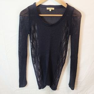 Cecico Lace Knit Black Top Long Sleeve